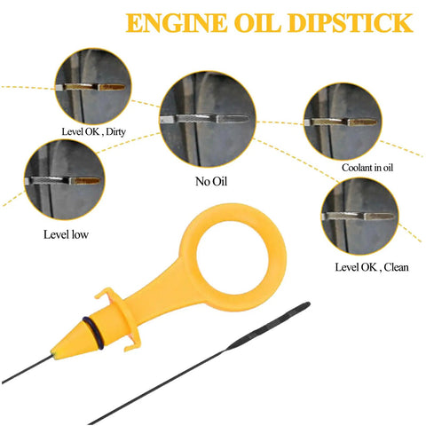 Engine Oil Level Dipstick Indicator For 2008-2013 Audi A3 2.0T with measurement examples and yellow handle