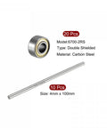 20 Pieces 684ZZ Deep Groove Ball Bearings With 10 Round Shaft Rods, Pro Grade Carbon Steel, 4mm Inner Diameter, Precision Setup