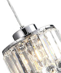 Close-up of Crystal Glass Pendant Light With Beads, Modern Clear Pendant Fixture For Kitchen Island And Dining Room