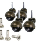 2 Inch Ball Caster Wheels With Sockets, Antique Gold Swivel Casters For Furniture DIY And Repair, set of 4 with mounting sockets