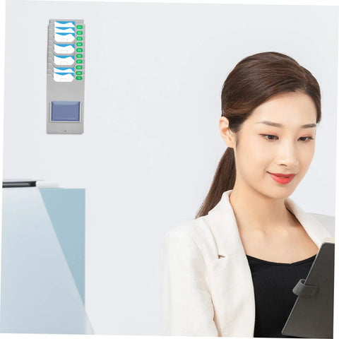 Heavy Duty Multi Grid Material Card Rack For Warehouse Sorting And Employee Attendance Trackers, displayed with user for easy access.