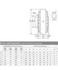 Diagram and specifications for Industrial Hollow Shaft Magnetic Powder Brake For Machinery, Easy Install, Compact Design, Durable