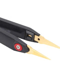 Close-up of DT71 Precision Digital Tweezers With Automatic Measurement And 360 Degree Rotating Screen, showing ergonomic tips.