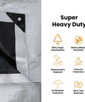Close-up of Beefy Heavy Duty Poly Tarp Cover 16 Mil And 10 Mil With Grommets And Reinforced Edges showing black and silver corners.