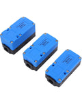 Three blue and black multi-stage vacuum generators, BX102030 model, for industrial use; strong suction, durable build; BX30-C compatible.