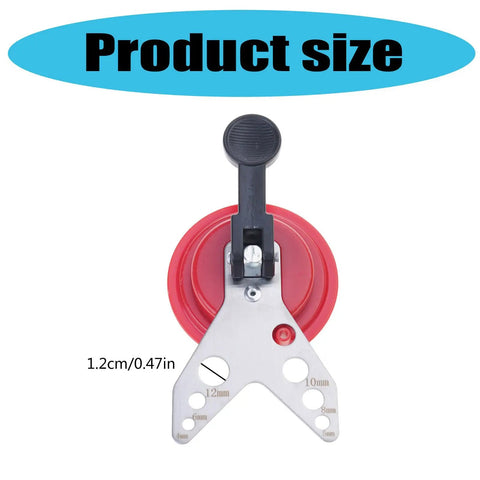Top view of Granite Drill Guide With Suction Base, Pro Grade Alloy and PP Construction, showing size measurements