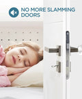 Child sleeping peacefully with open door showing Transparent Door Stop Set With 9 Self-Adhesive Bumpers, 50x15 Mm Clear Gel Wall Protectors