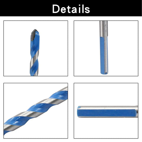 Piutouyar 5-piece 6mm masonry drill bit set with blue-coated carbide bits