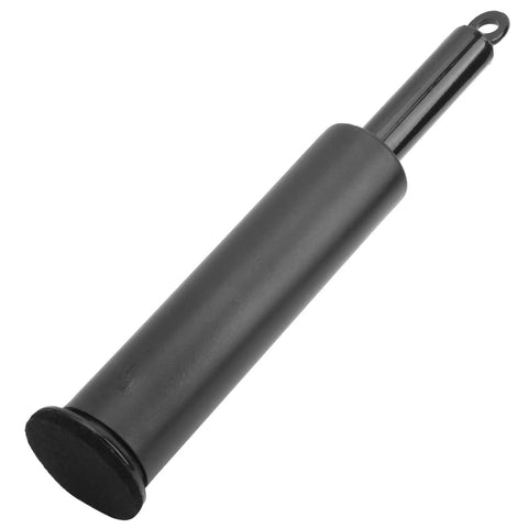 Barbell Loading Pin Steel Weight Holder for DIY Gyms, 250 lb capacity, 12.6 inch long, black steel with sponge base, side view