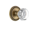 Soleil Rosette Privacy Door Lever With Chambord Crystal Knob In Vintage Brass 2.75 Inch Built Tough, Solid Forged Brass Construction