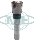 Front view of CME 2-inch, 90-degree indexable face mill on R8 arbor with four-flute inserts