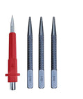 Heavy Duty Nail Setter Punch And Center Punch Set With Three Swappable Tips and one eighth inch marking point for precise tasks.