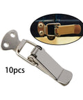 Heavy Duty Toggle Latch Lock With Spring Action For Secure Cabinet Box And Suitcase Closure Rust Resistant Metal Hardware Fitting Fits Furniture 10pcs in silver nickel plated iron.