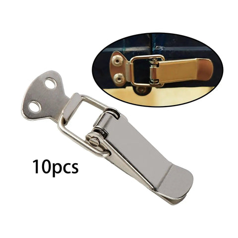 Heavy Duty Toggle Latch Lock With Spring Action For Secure Cabinet Box And Suitcase Closure Rust Resistant Metal Hardware Fitting Fits Furniture 10pcs in silver nickel plated iron.