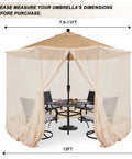 7.5 to 11 Foot Patio Umbrella Mosquito Netting, Polyester Screen Mesh With Zipper Door And Weight Bag, Outdoor Umbrella Bug-Proof Shield In Beige