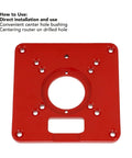 Heavy Duty Aluminum Router Table Insert Plate For Woodworking, Built Tough Universal Design, Easy Bit Access, Aluminum Alloy Base Plate In Red
