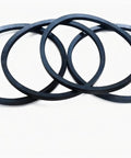 4 Pack V Belt Set 5/8 x 49 Inch B46 or 5L490 Rubber V Belts for Lawn Tractor Equipment, Heavy Duty Drive Belts, Universal Fit, Durable Reinforced Rubber, Replacement Belts. Four black rubber V belts on white background.