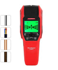 UT387C Heavy Duty Stud Finder And Wall Scanner With Live Wire Detector and Metal Sensor showing LCD screen and control buttons.