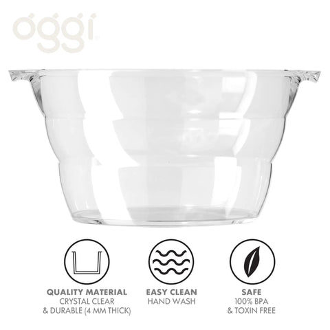 Acrylic Oval Party Tub With Handles For Chilling Drinks Indoor Outdoor Bar Use Crystal Clear Beverage Cooler Ice Tub For Wine Beer And Soda Easy Carrying Drink Station side view