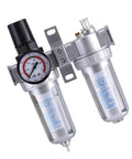 Air Pressure Filter Regulator Lubricator With Gauge Three Eighths Inch Aluminum FRL Unit for pneumatic tools and air compressors