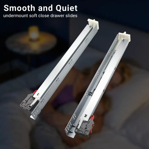 Heavy Duty 12 Pair 18 Inch Undermount Drawer Slides Boasting Smooth Soft Close Full Extension Cabinet Runners with installation clips