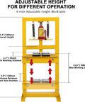 Heavy Duty 6 Ton Hydraulic H Frame Shop Press Delivers Sick Cranking Power And Slick Adjustable Setup For Quick Bearing Swaps Making Every Garage Project A Cinch Classic Yellow Build with adjustable height features.