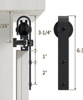 Three Foot Mini Barn Door Hardware Kit For Sliding Single Door In J Shape For Cabinets Wardrobe TV Stand Carbon Steel With Frosted Finish Waterproof And Rustproof Durable Track System Fits Door Thickness From Three Quarters Inch To One Inch Easy To