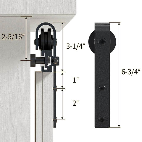 Three Foot Mini Barn Door Hardware Kit For Sliding Single Door In J Shape For Cabinets Wardrobe TV Stand Carbon Steel With Frosted Finish Waterproof And Rustproof Durable Track System Fits Door Thickness From Three Quarters Inch To One Inch Easy To