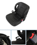 Universal Forklift Seat Heavy Duty Replacement Cushion For Toyota Nissan Komatsu Yale Hyster Tractor Excavator Dozer Off Road Rig Badass Grip And No Sweat Swap Rock Solid Comfort, black cushion with seatbelt and adjustable tracks.