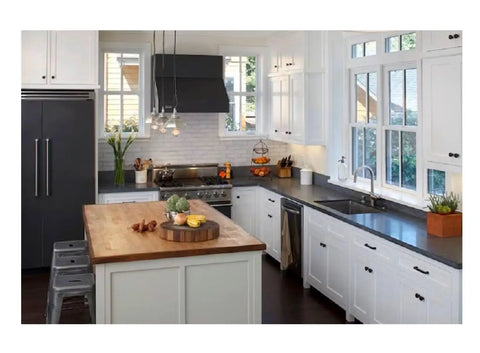 Modern kitchen with Grey Soapstone Kitchen Countertop Backsplash Peel And Stick Vinyl Wrap 36 By 180 Inches Waterproof Self Adhesive Contact Paper