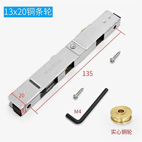 Premium Heavy Duty Sliding Door Rollers And Window Pulleys With Smooth Copper Bearing Wheels For Glass Aluminum Bathroom Shower Tracks That Glide Like Butter Replaces Worn Out Fittings Easily With Zero Friction Nonsense - stainless steel roller 135mm with screws