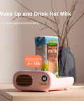 Keep Your Favorite Brew Piping Hot Desk Mug Warmer With Three Cozy Heat Levels And Gentle Glow Indicator For Home Office Coffee Cup Beverage Heater Continuously Locking In Ideal Sipping Temperatures Evergreen on a wooden table with a milk carton.