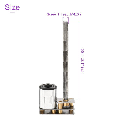 12V Micro DC Gear Motor With 200 RPM Reduction, 55mm Output Shaft, 1:100 Gearbox, Metal Construction for RC Cars and DIY Projects