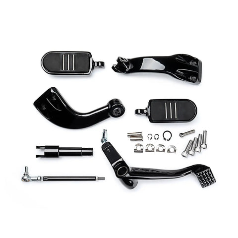 Harley Sportster Mid Control Kit With Peg Levers And Linkage Hardware Complete Mounting Set For 2004 2013 XL Models 1200C 1200R 1200L 1200N 1200X And 883 883L 883R Direct Bolt On Installation For Easy Fit And Secure Ride, black steel parts and hardware