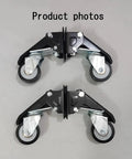 Heavy Duty Pedal Casters, Smooth Rollout Swivel Wheels For Workbenches, 65mm polyurethane rollers with steel bases.