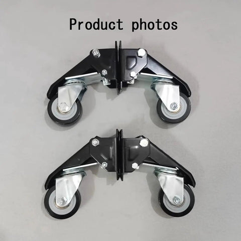 Heavy Duty Pedal Casters, Smooth Rollout Swivel Wheels For Workbenches, 65mm polyurethane rollers with steel bases.