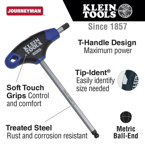 Ball End T Handle Hex Key Set, 8-Piece Metric Allen Wrenches, 2 to 10 mm, 6-Inch Blades, Soft Grip Ergonomic Handles, Stand Included