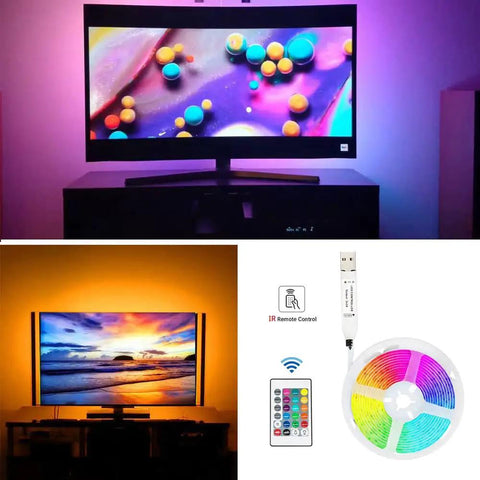 8.2ft USB TV Backlight LED Strip Lights For 32 To 58 Inch TVs, 4096 Color DIY Mood Light With Remote, ambient TV lighting