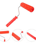 Top Shelf Rubber Textured Paint Roller With Kick Butt Spiked Surface For Walls Floors And Furniture Refinishing showing red rubber texture.