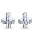Heavy Duty 1/4 Inch Male To Male Tripod Screw Adapter 2 Pack Built Tough Aluminum Alloy Thread Converter close-up view.