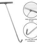 Heavy Duty Stainless Steel Manhole Cover Hook Lift Tool For Easy Grate Pulling And Door Lifting, 15 Inch Reach shown at an angle.