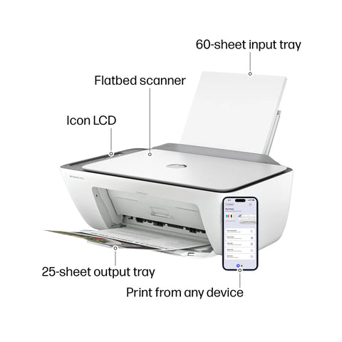 Side view of DeskJet 2855e Wireless All In One Color Inkjet Printer Scanner Copier For Home Use With 3 Month Instant Ink Trial Included