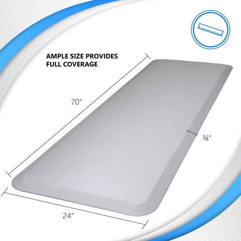 Ultimate 70 Inch Bedside Fall Mat For Elderly Safety showing dimensions 70x24 inches with beveled edges for fall protection.