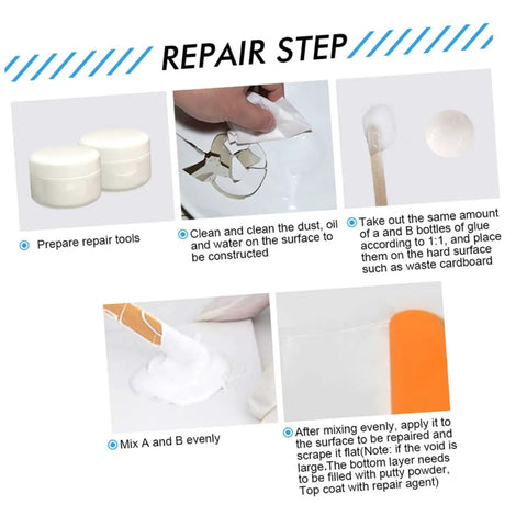 Epoxy Tile Repair Kit 100g Two Component Quick Dry Ceramic Adhesive For Loose Porcelain Tiles Bathroom Walls And Floors Crack Repair Waterproof High Gloss Finish repair steps image.