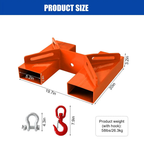 3 Ton Workhorse Forklift Mobile Crane Attachment With Truss Jib Boom Hoist Dual Hooks Heavy Duty Extension dimensions view