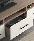 Open drawer with black gold cabinet handle from 2 Pack 5.0 Inch Hole Center Zinc Alloy Square Cabinet Handles in modern furniture setup