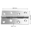 24 Pack 3.5 Inch Stainless Steel Folding Butt Hinges With Mounting Screws, Quiet Operation, smooth design with dimensions shown