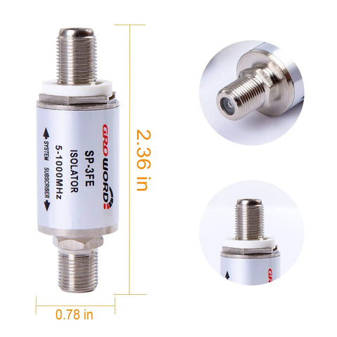 Ground Loop Isolator 2 Pack for TV Cable and Antenna Hum Buzz Noise Eliminator Isolation Transformer 75 Ohm Coax.