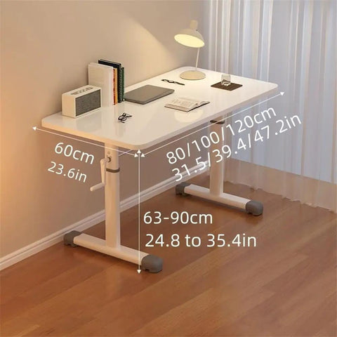 Ergonomic Hand Crank Standing Desk With Smooth Height Adjustment For Home Office And Versatile Workspace Compact 31.5 By 23.6 Inches Natural Wood Finish, shown with dimensions.