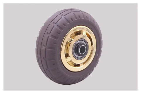 Top Shelf Heavy Duty Caster Wheels 100 Pack M12 Thread Stem pneumatic rubber wheel with a gold rim for furniture and industrial use.